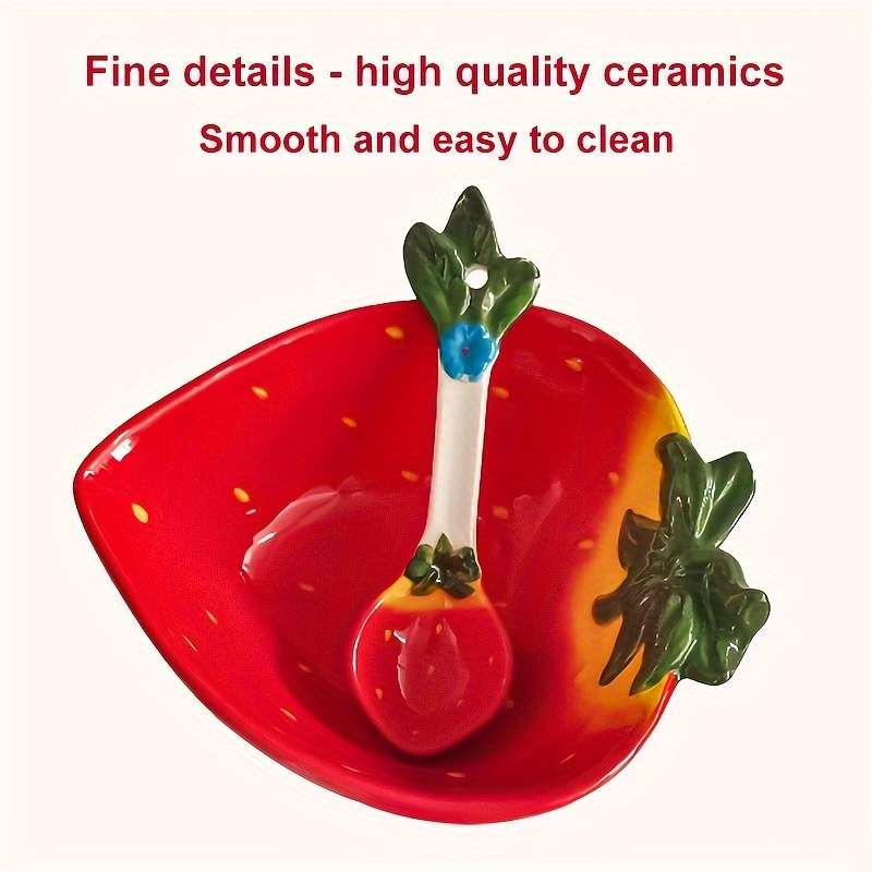 Bowl Color 2Pcssetstrawberry Bowl  Soup Spoon
