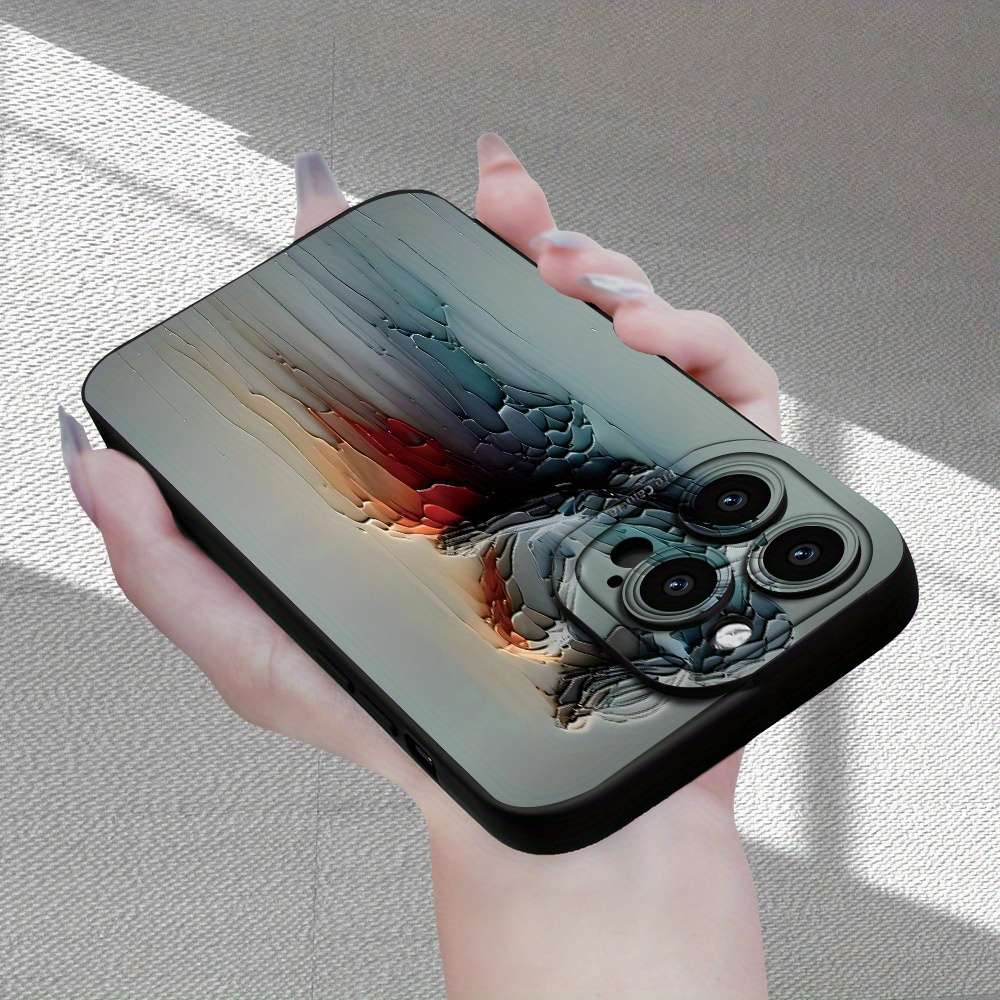 1Pc Black For iPhone 13 Couple Pattern Phone Case