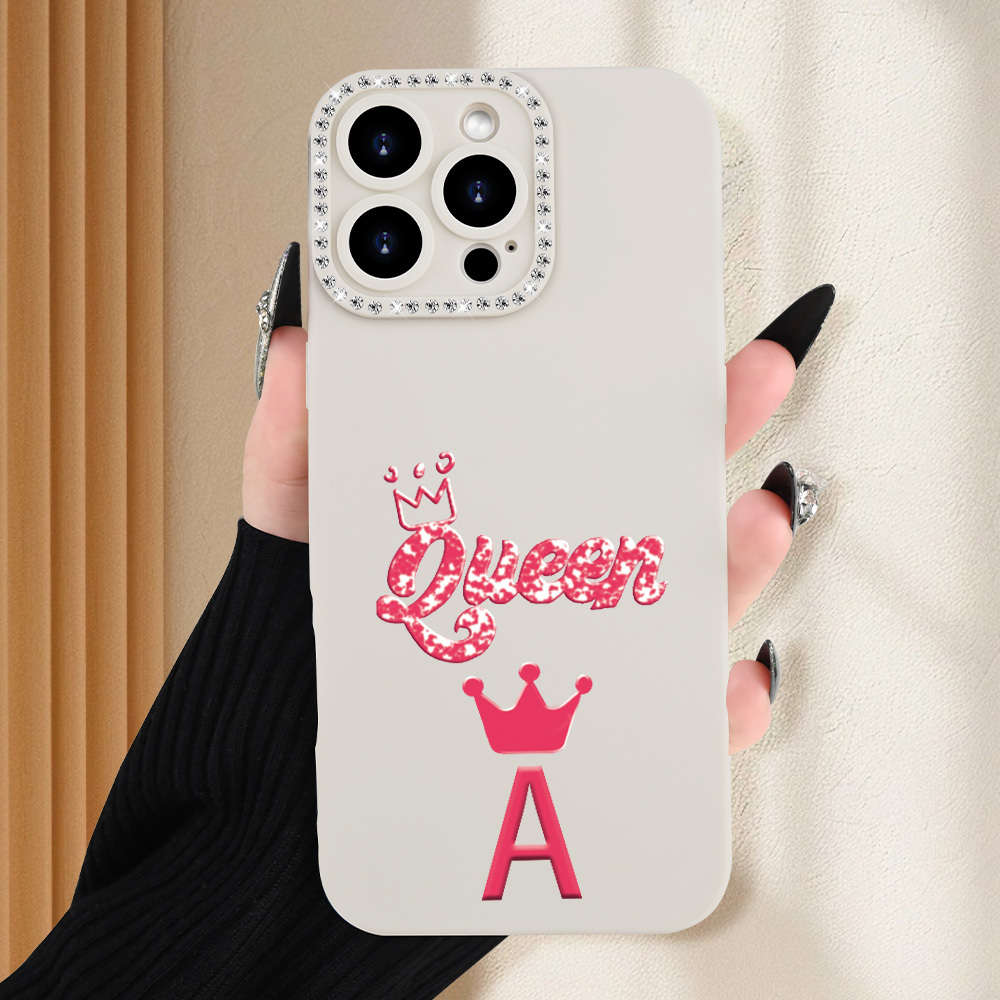 1Pc Ivory White For iPhone 13 Pro Max Letter A Print Phone Case