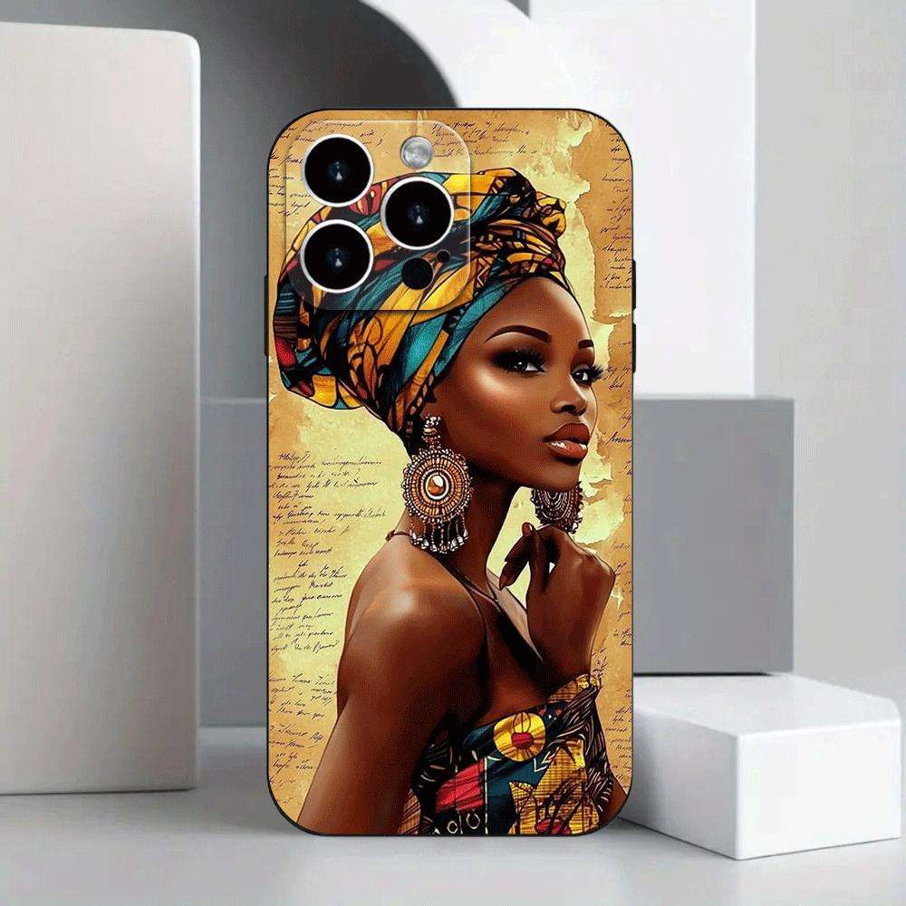 1Pc Black For iPhone 12 Pro African Woman Phone Case
