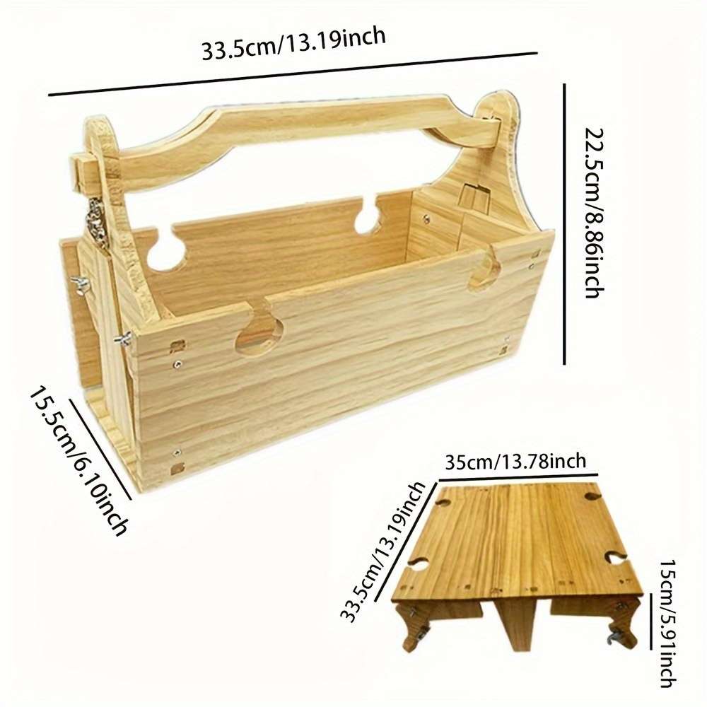 1 Portable 2 In 1 Wooden Folding Table Picnic Basket Convertible Storage Organ