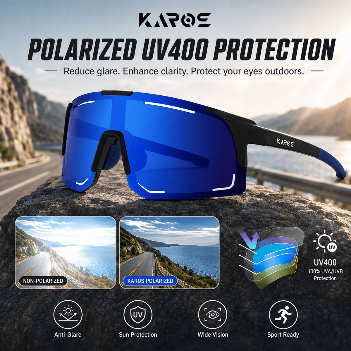 Cycling Glasses Color Black Frame Transparent Lens