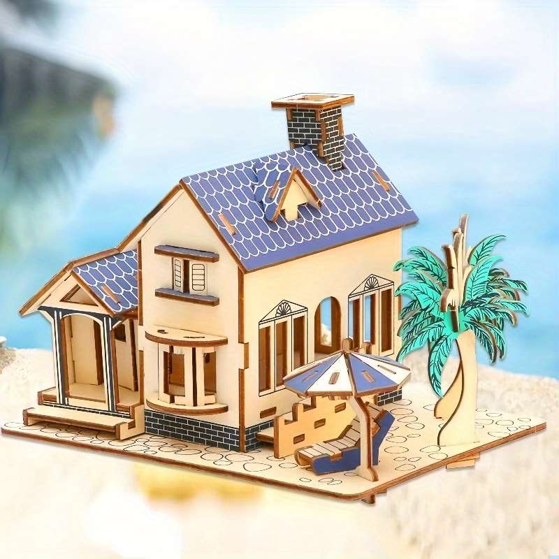 3D Building Model Puzzle Set Style Ocean View Cottage