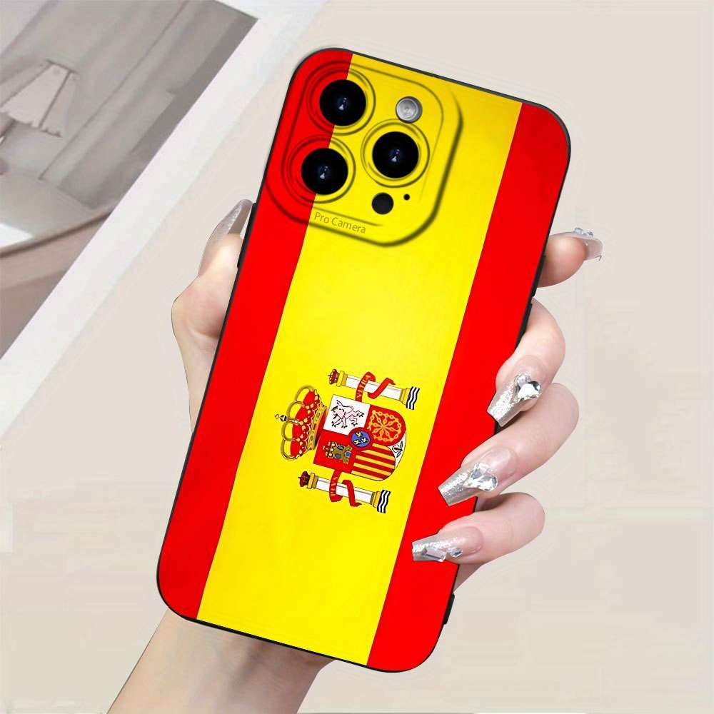 1Pc Black For iPhone 7 8 SE2 SE3 Spanish Flag Design Phone Case