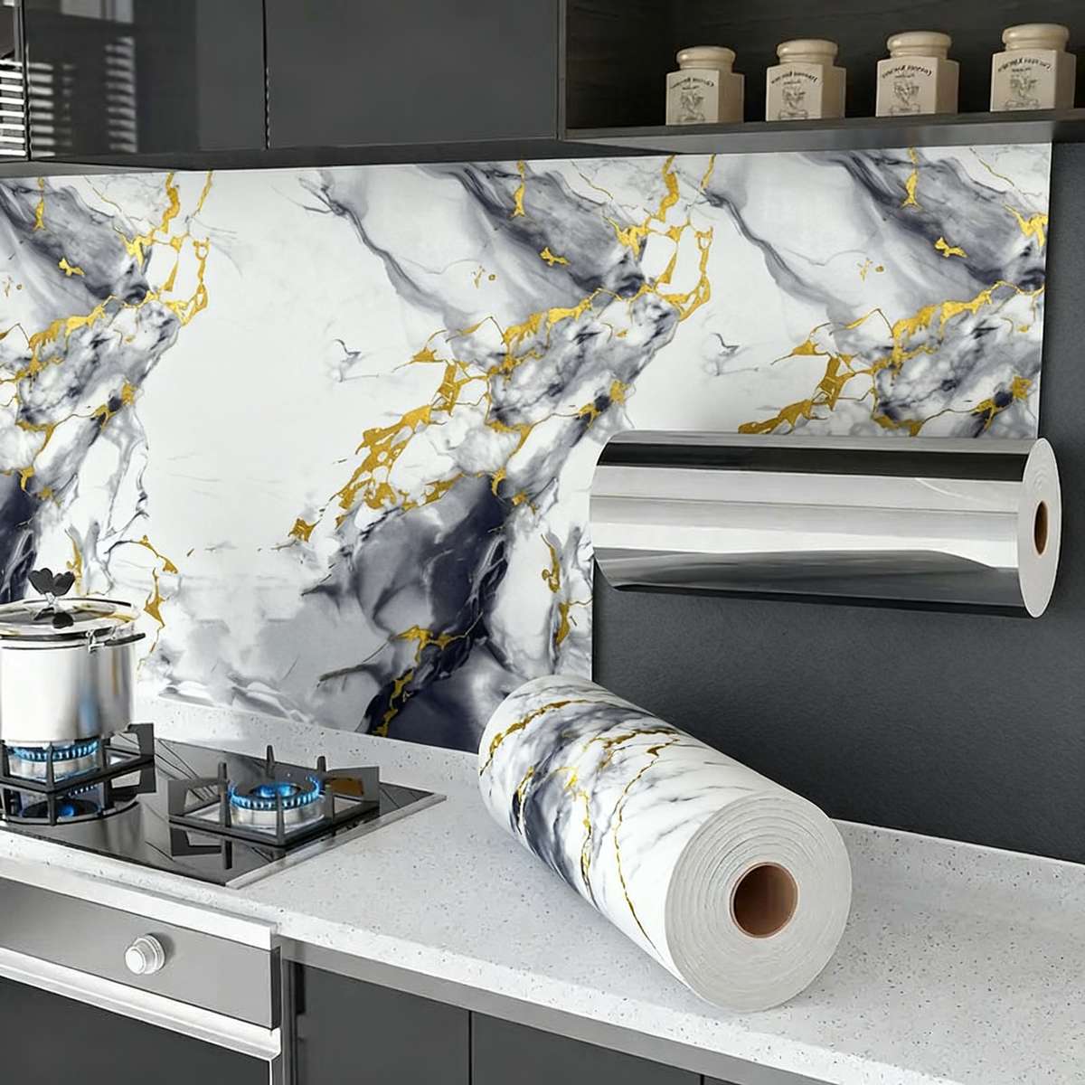 Floor Stickers Color Black Gilt Size 40X1000Cm Is 15.7X394In