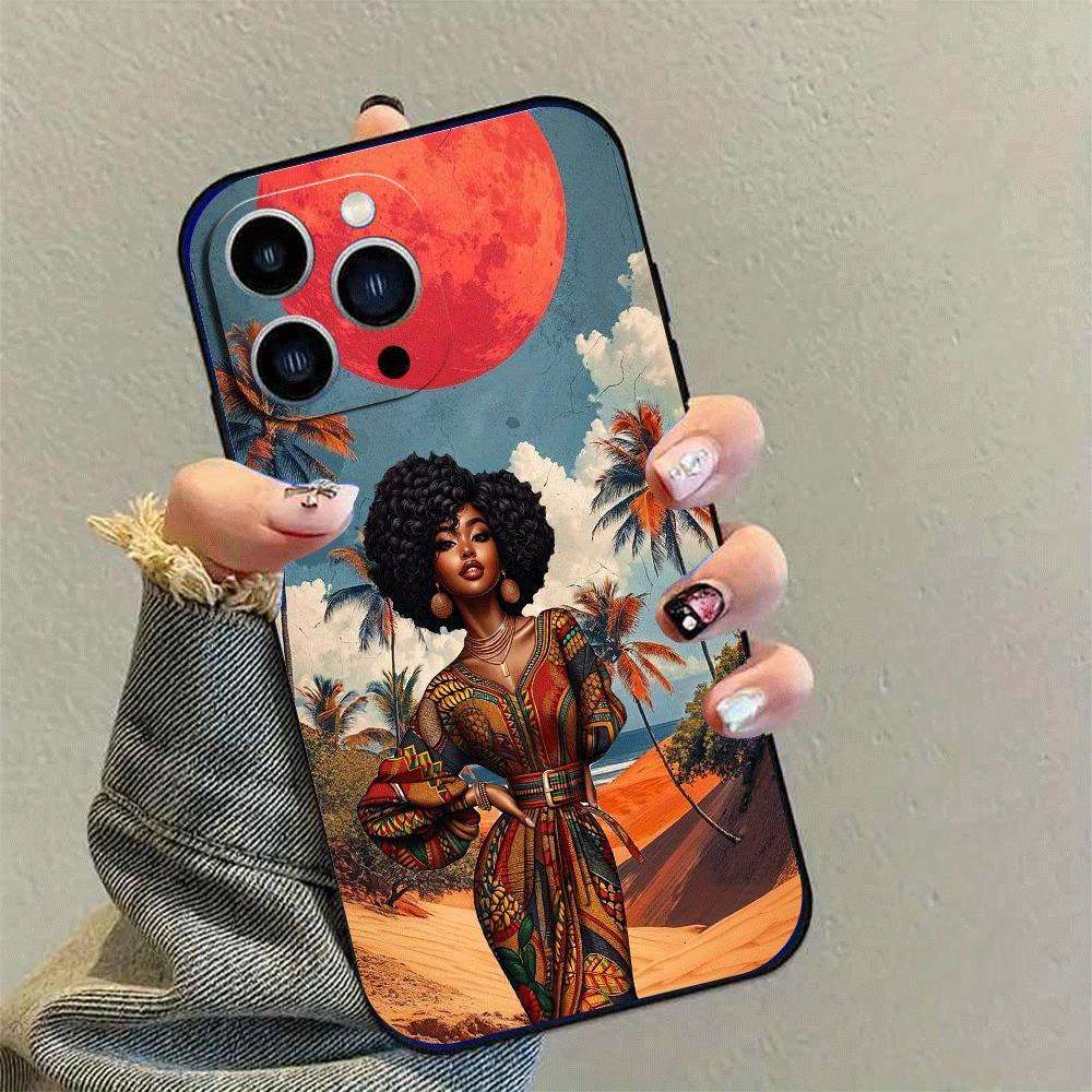 1Pc Black For iPhone 11 African Girl Phone Case