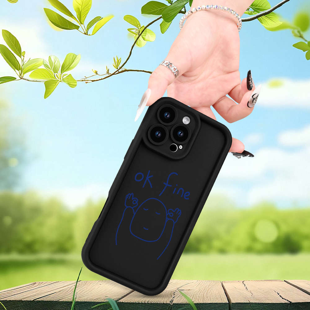 1Pc Black For iPhone 8 Plus English Line Pattern Phone Case