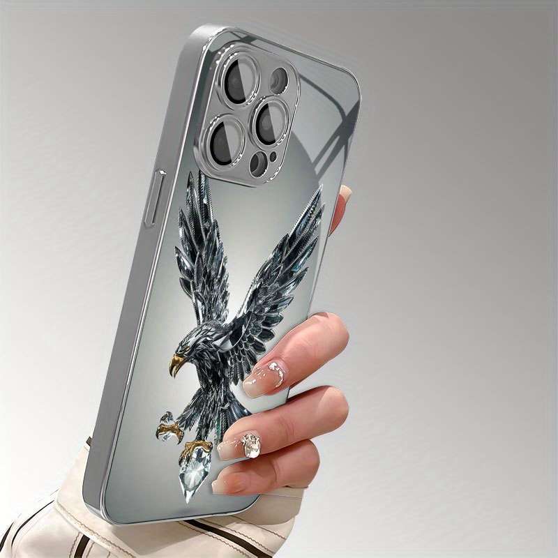 1Pc Mixed Color  For iPhone 16 Plus Crystal Eagle Pattern Phone Case