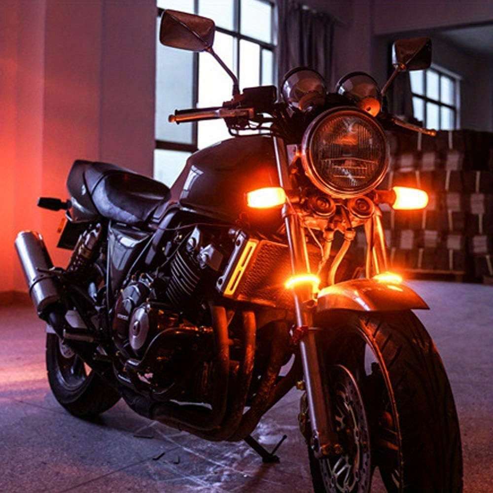 2pcs Flexible Switchback Dual-Color White & Amber Motorcycle LED Fork Turn Signal Bli