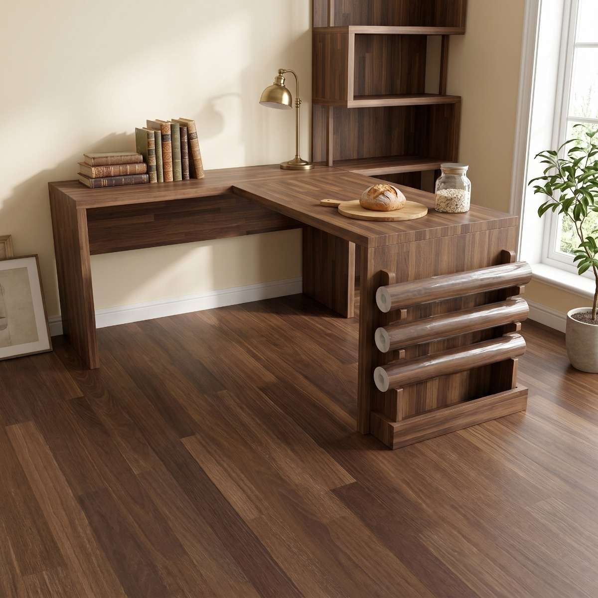 Self Adhesive Floor Stickers Parquet Walnut 40Cm*100Cm