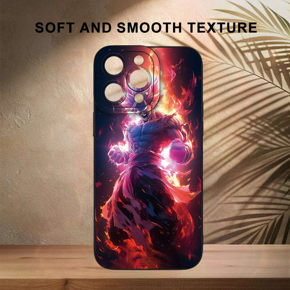 1Pc Black For iPhone 13 Mini Super Saiyan Pattern Phone Case