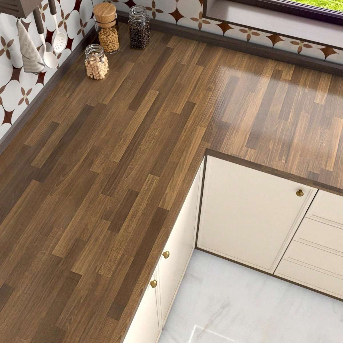 Self Adhesive Floor Stickers Parquet Walnut 40*100Cm