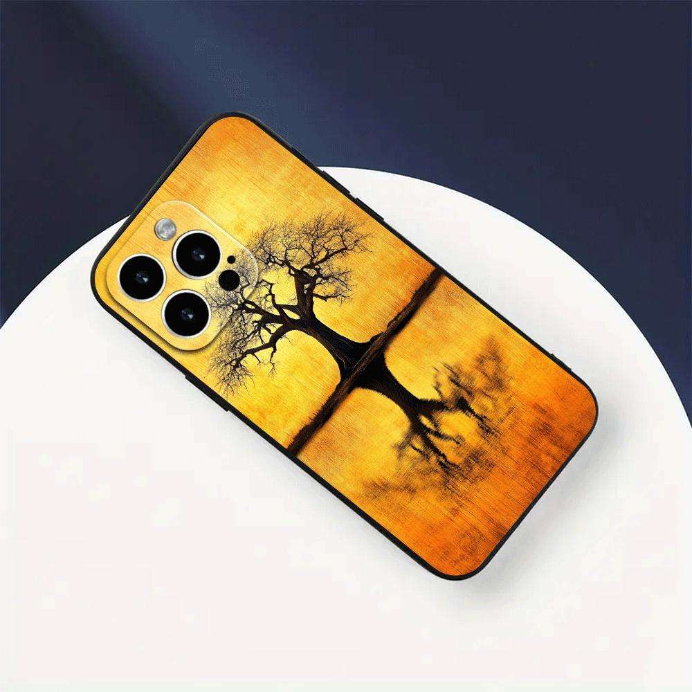 1Pc Black For iPhone 16 Pro African Sunset Phone Case