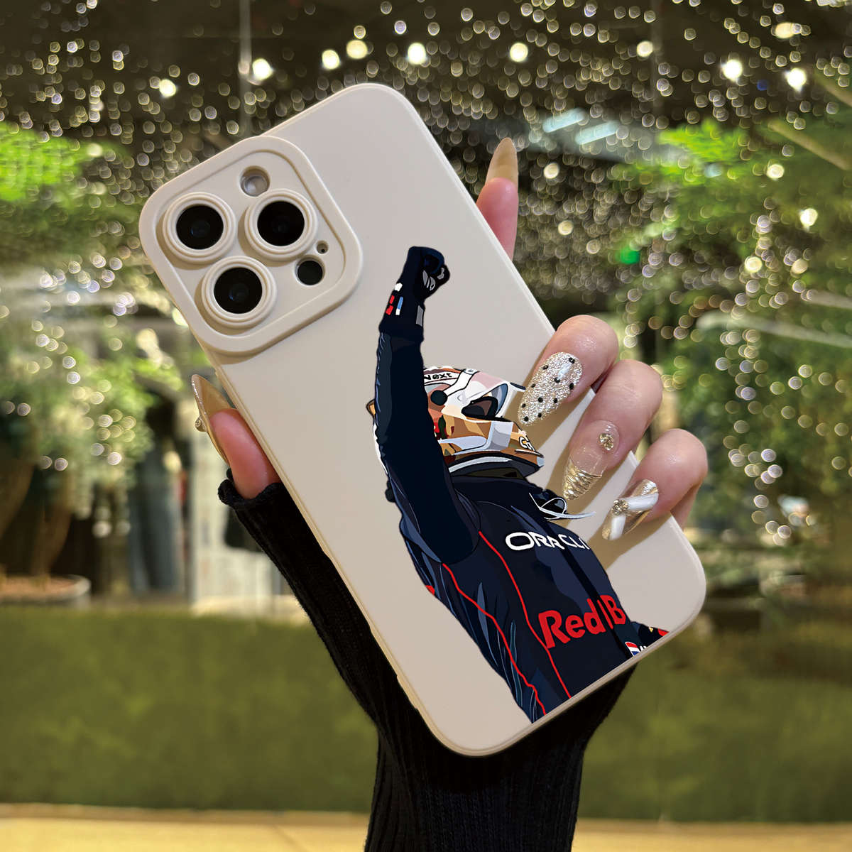 1Pc White For iPhone 16 Plus Angel Eye Racing Driver Phone Case