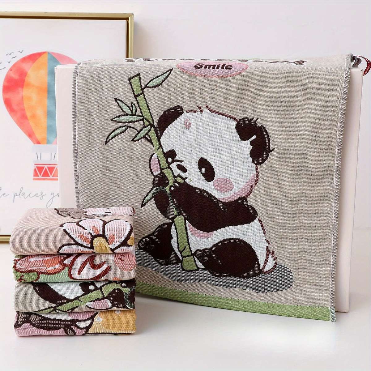 Towel Color 2Pcs Panda  Hedgehog
