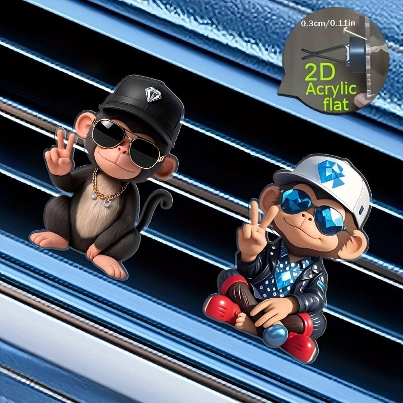 Car Interior Decor Style 2Pcs Monkeys