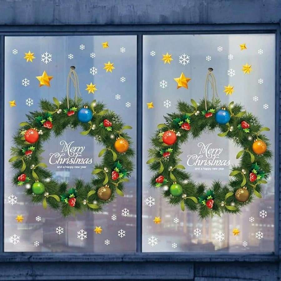 Christmas Decorations Style Christmas Wreath Window Sticker
