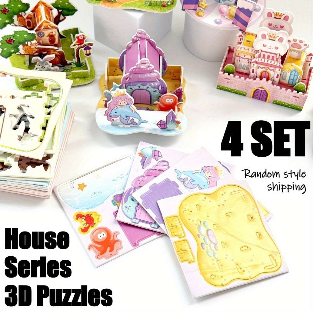 3D Building Model Puzzle Set Model Random Quantity 4 Pcs
