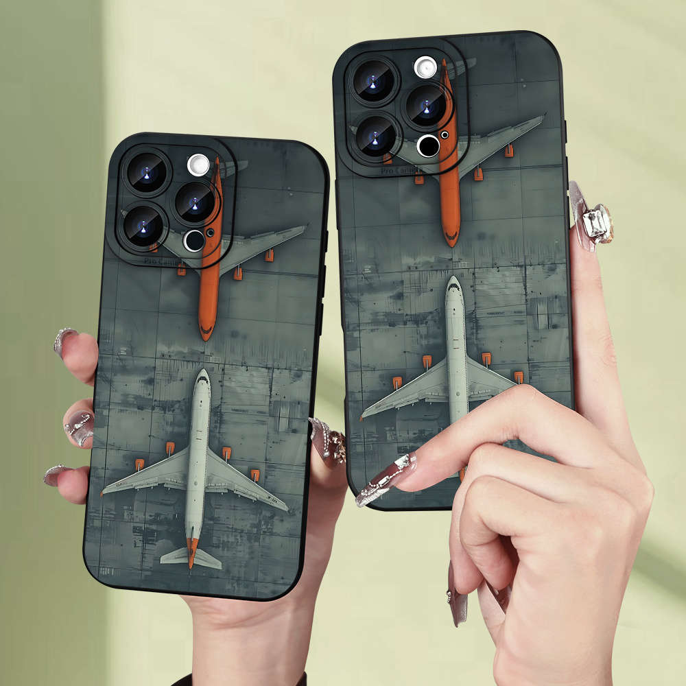 Black For iPhone Airplane Patter Phone Case