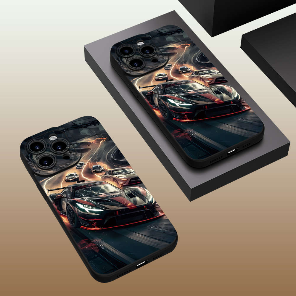 1Pc Black For iPhone 16 Plus Cool Sports Car Phone Case