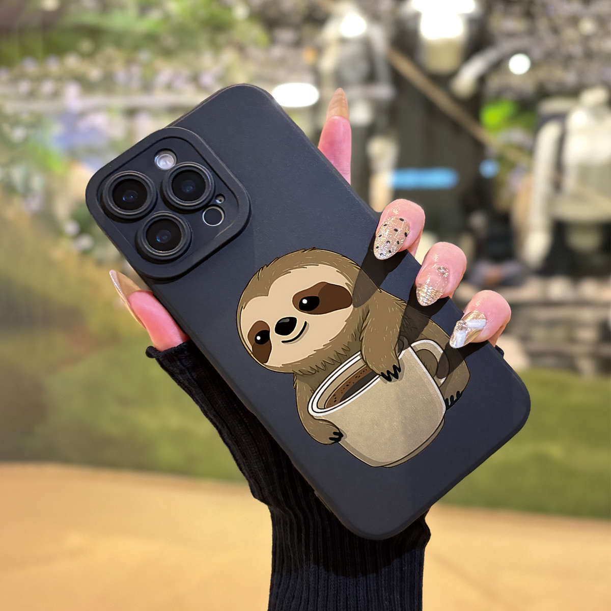 1Pc White For iPhone 12 Cute Cartoon Sloth Phone Case
