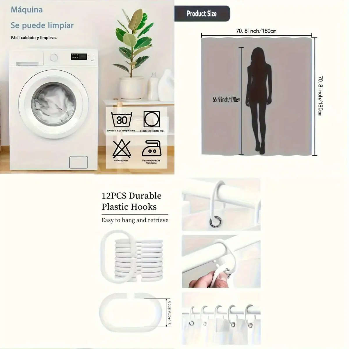 Waterproof Shower Curtain Size 70.87*70.87In180*180Cm