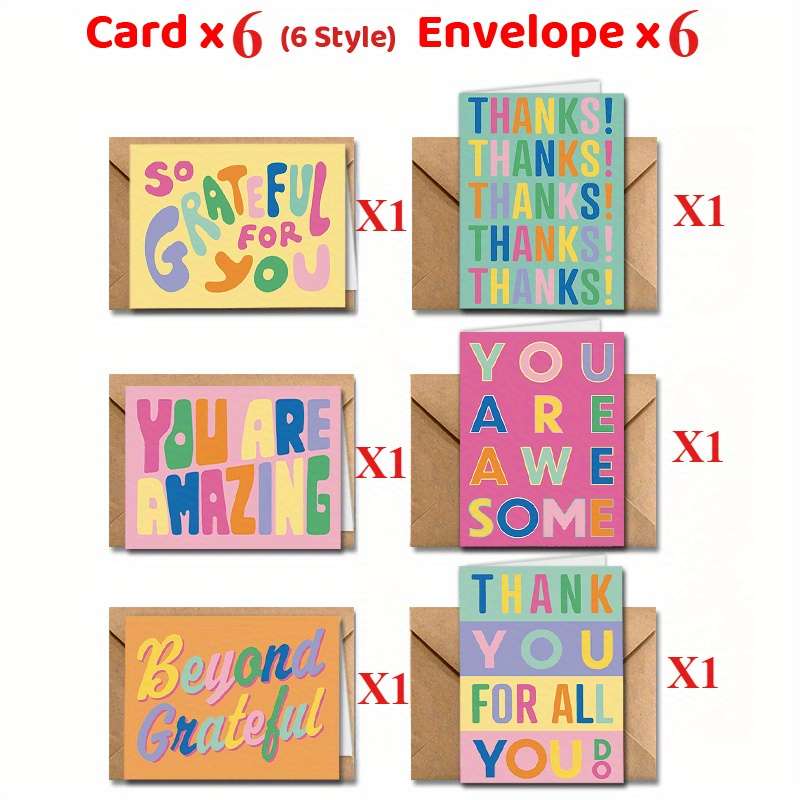 Greeting Cards Quantity 12Pcs-Set Of 6 Greeting Cards And 6 Envelopes