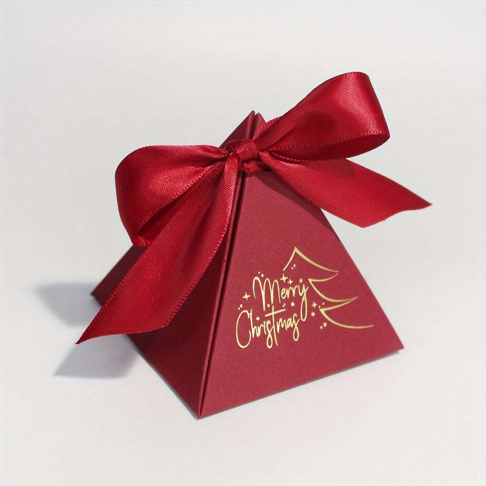 Christmas Gift Boxes Color Green Box-Green Ribbon Size 7.5X7.5X7.5Cm-10Pcs