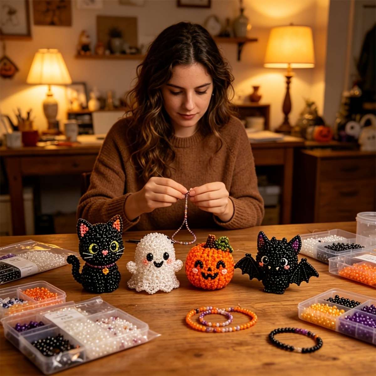Perler Bead Set Halloween Cute Diy Beaded Set  4 Pieces