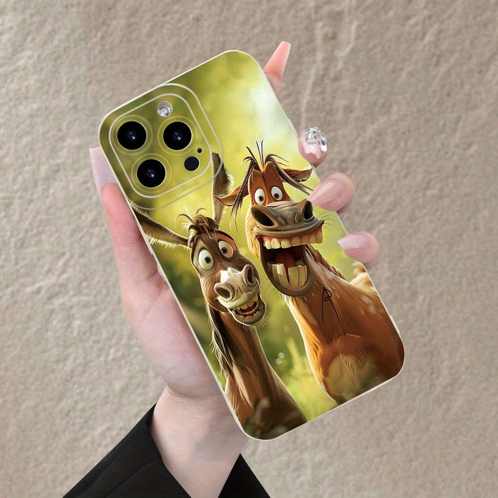 1Pc Ivory White For iPhone 13 Mini Cute Funny Donkey Phone Case