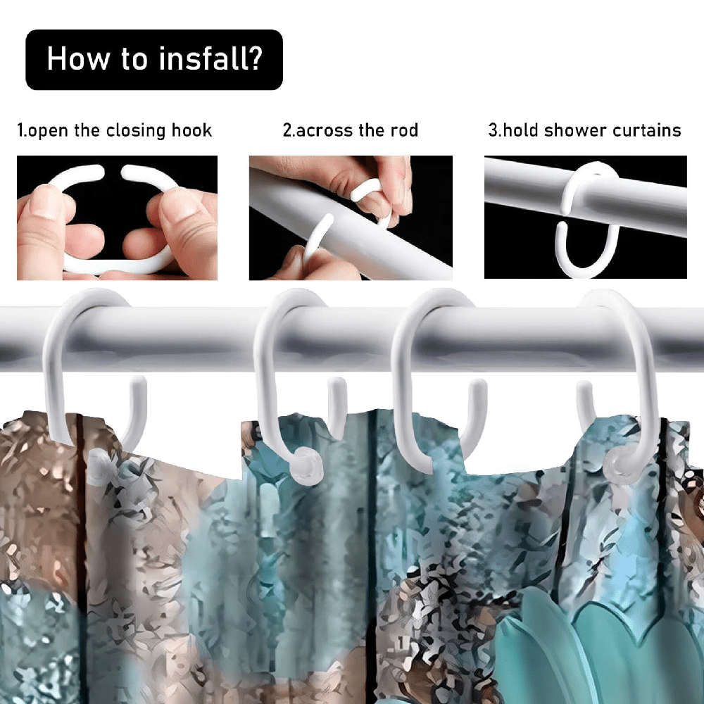Waterproof Shower Curtain Size 3Pcs Mat