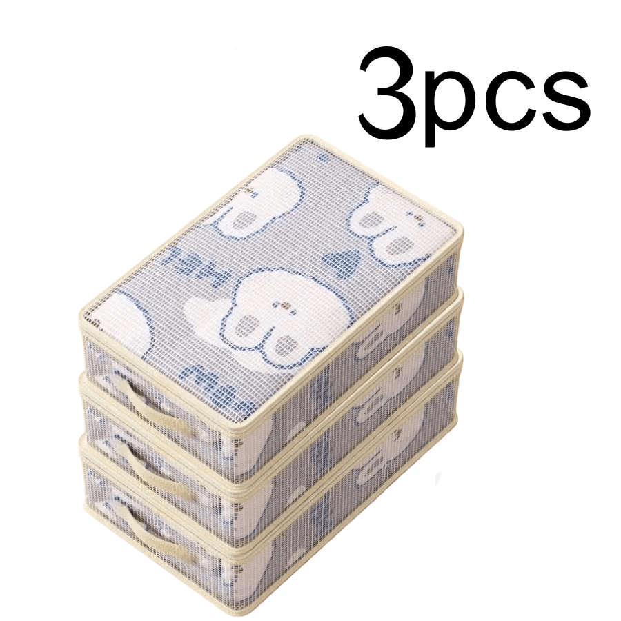3Pcs Large Capacity Mesh Zipper Storage Storage 3Pcs