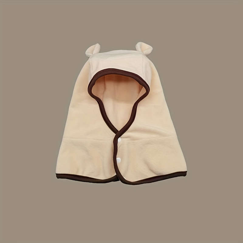 Hat Color Button Bear Scarf And Hat In One   Brown