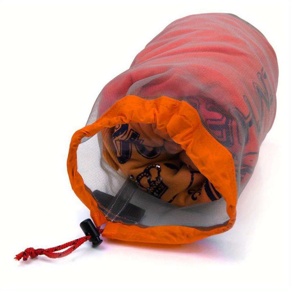 Laundry Outdoor Bag Ultralight Mesh Stuff Sack Camping Sports Drawstring