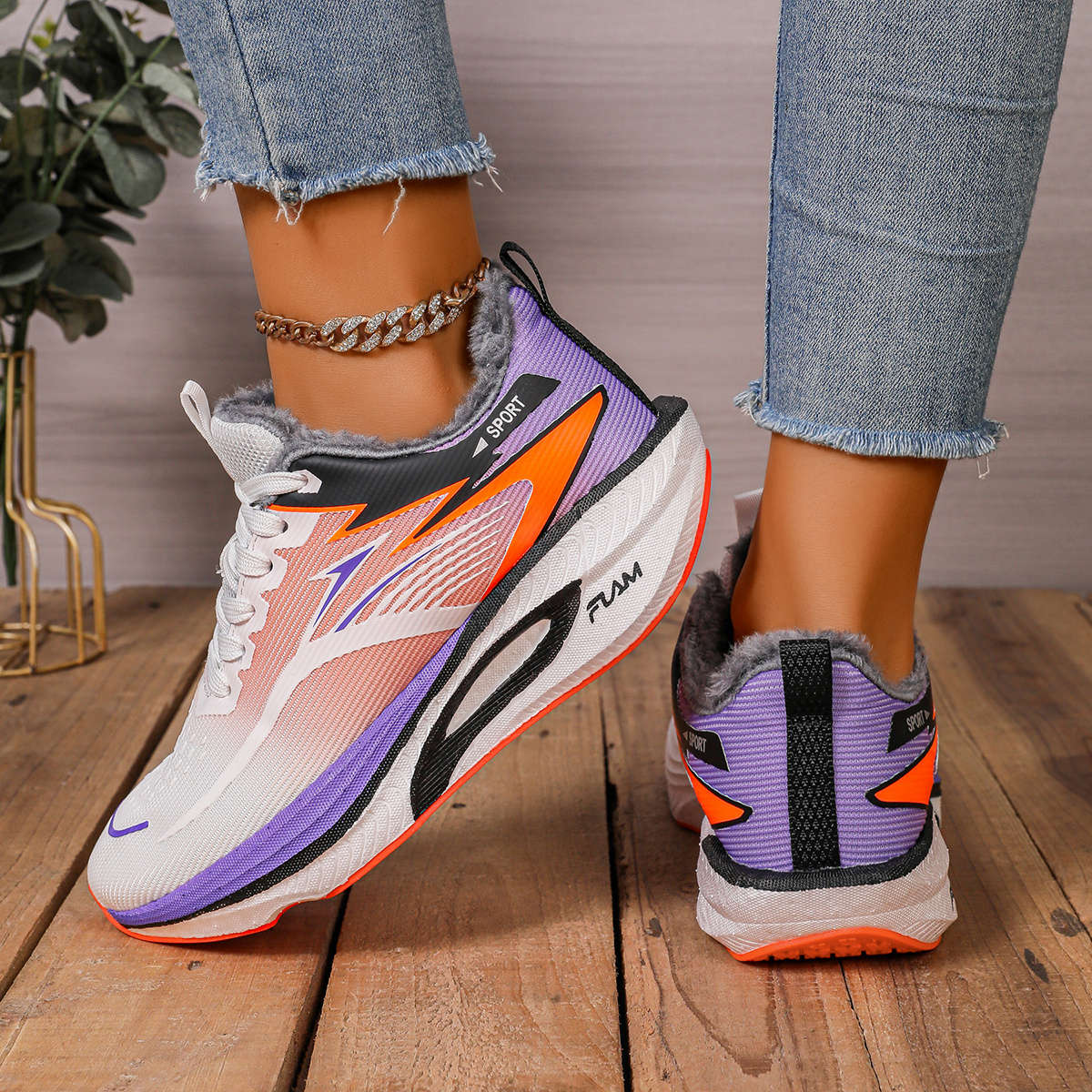 Women S Sneakers Color White Purple Sizeuk 4.5