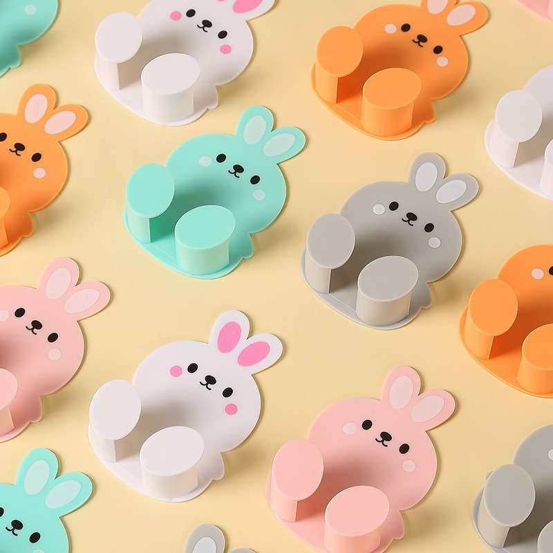 Creative Cartoon Style Adhesive Socket Hanger Electrical color Light grey two pack
