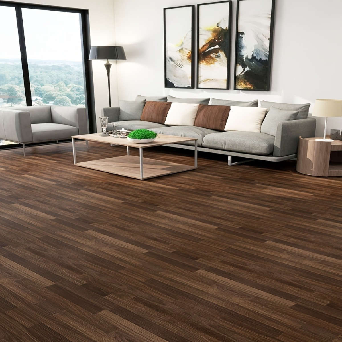 Self Adhesive Floor Stickers Parquet Walnut 40Cm*100Cm
