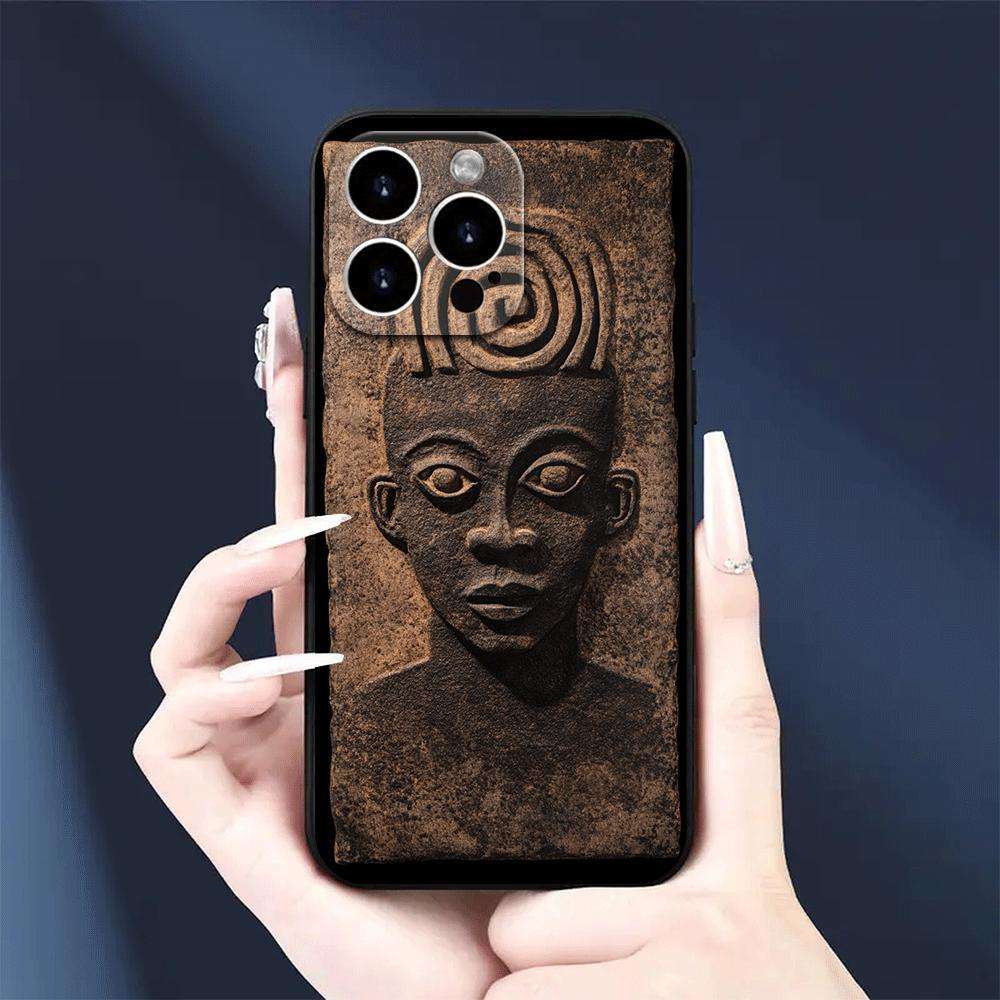 1Pc Black For iPhone 16 Plus Vintage African Fabric Phone Case