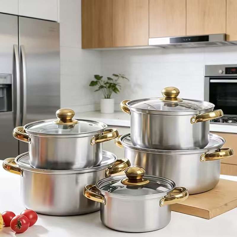Heavy Duty Stainless Steel Cookware Set Home Cooking Camping Outdoor Use Multi