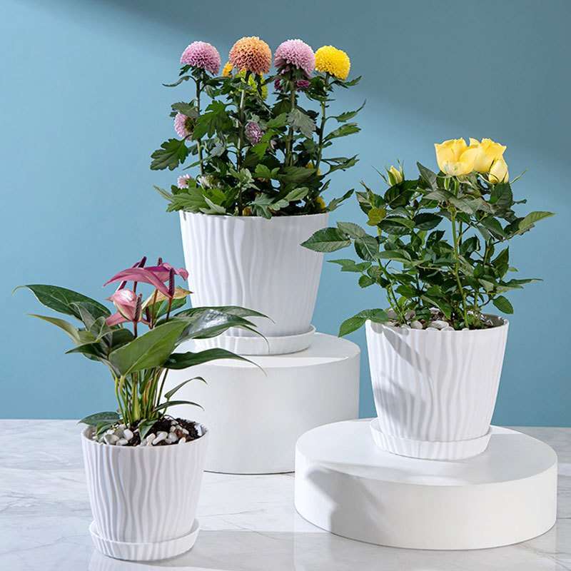 Premium Art Deco White Ripple Planter Commercial Grade Indoor Outdoor Use