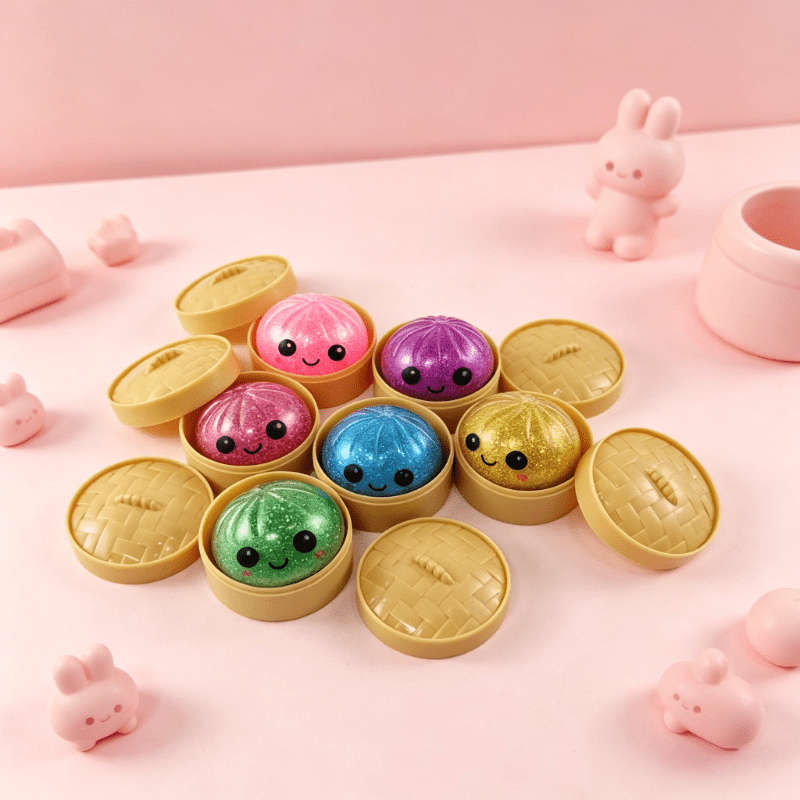 Squeezable Toys Color Random Color Style 3Pcs Set1 Bun 1Lid 1Base