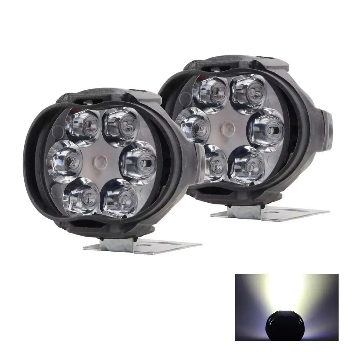 2pcs 12V LED Work Lights for Motorcycles Featuring 6 Leds Suitable for Various Uses