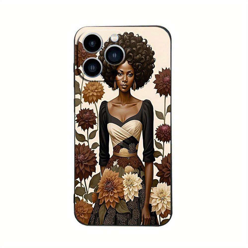 1Pc Black For iPhone 16 Pro Max African Girl Phone Case