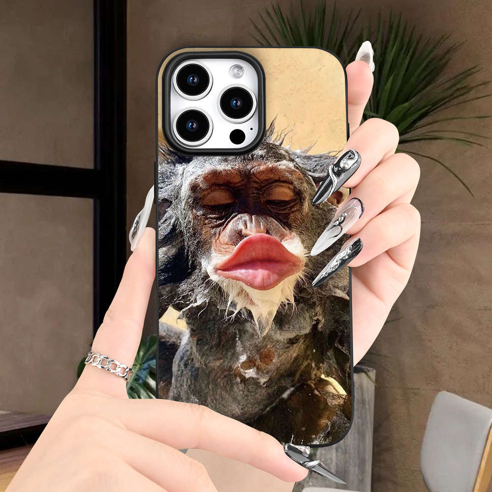 1Pc Black For iPhone 14 Pro Max Funny Kiss Pattern Phone Case