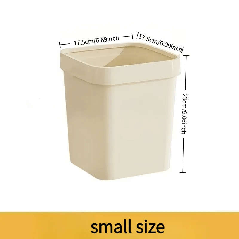 Garbage Can Color Square Press Ring Milk White Small Size 7L