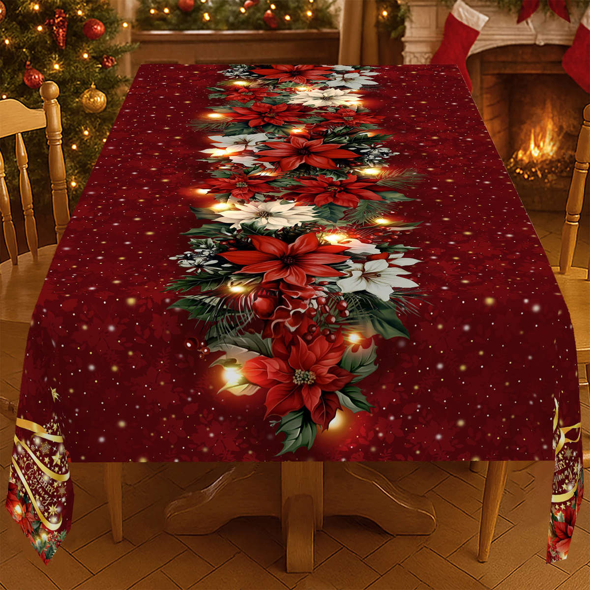 Christmas Tablecloth Size 150X150Cm  Round