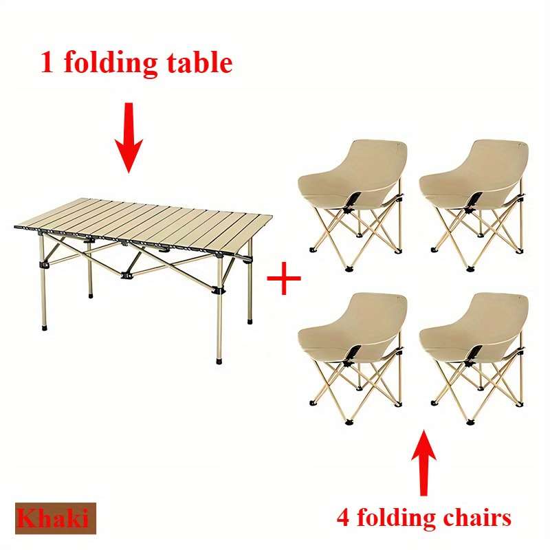 Outdoor Tables And Chairs Color Khaki Size4 Folding Chairs  1 Folding Table