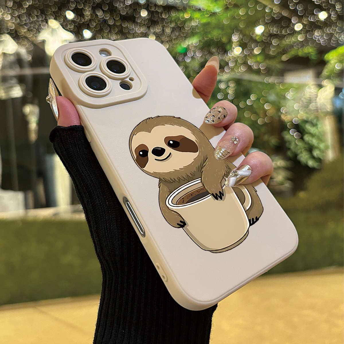 1Pc White For iPhone 12 Cute Cartoon Sloth Phone Case