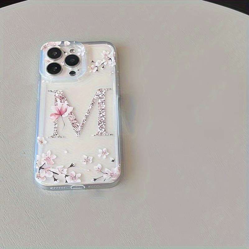 1Pc Transparent For iPhone 12 Floral Letter M Pattern Phone Case