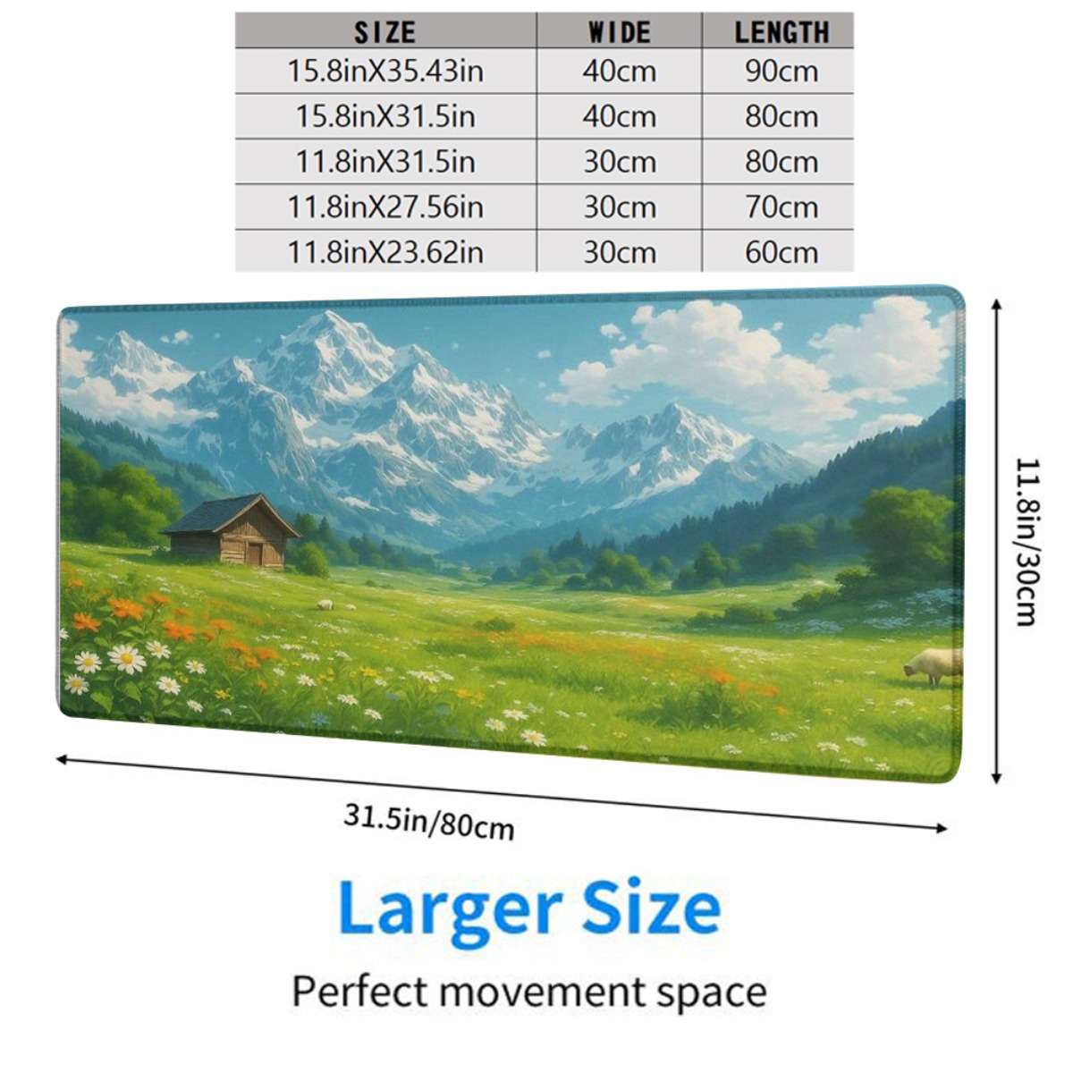 Mouse Pad Size 11.8X31.5In Quantity 1Pc